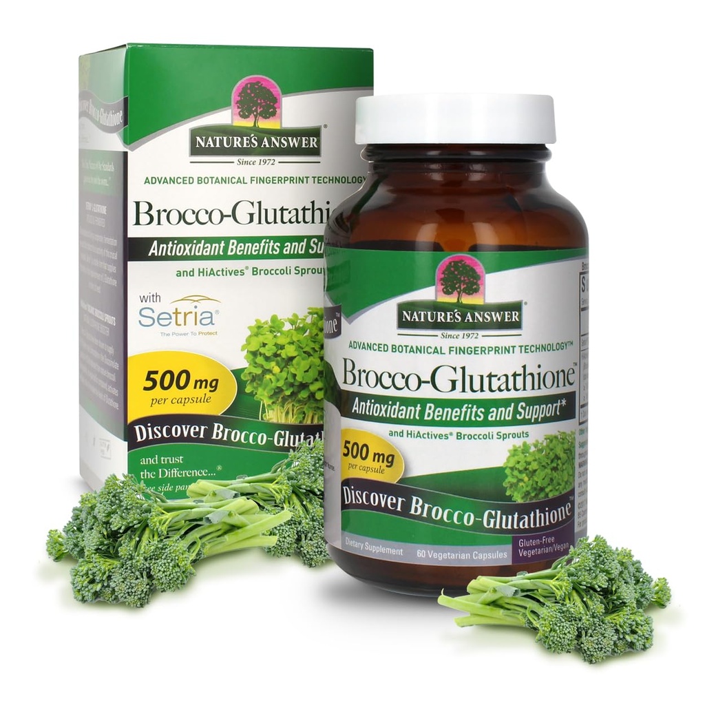 Nature's Antwoord Brocco Glutathion, 60 Graaf Vegetarische Capsules - Gemaakt met biologische Broccoli Spruitjes