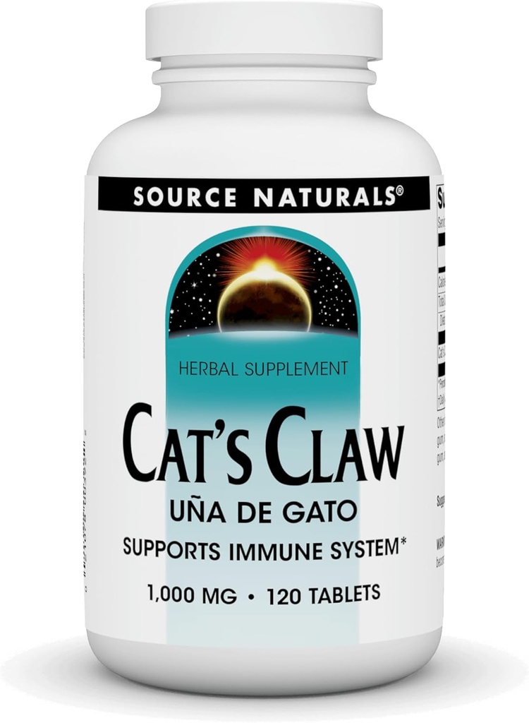 Bron Naturals Cat's Claw Bark UNA de Gato 1000 mg Dieetsupplement - Ondersteunt immuunsysteem - 120 tabletten