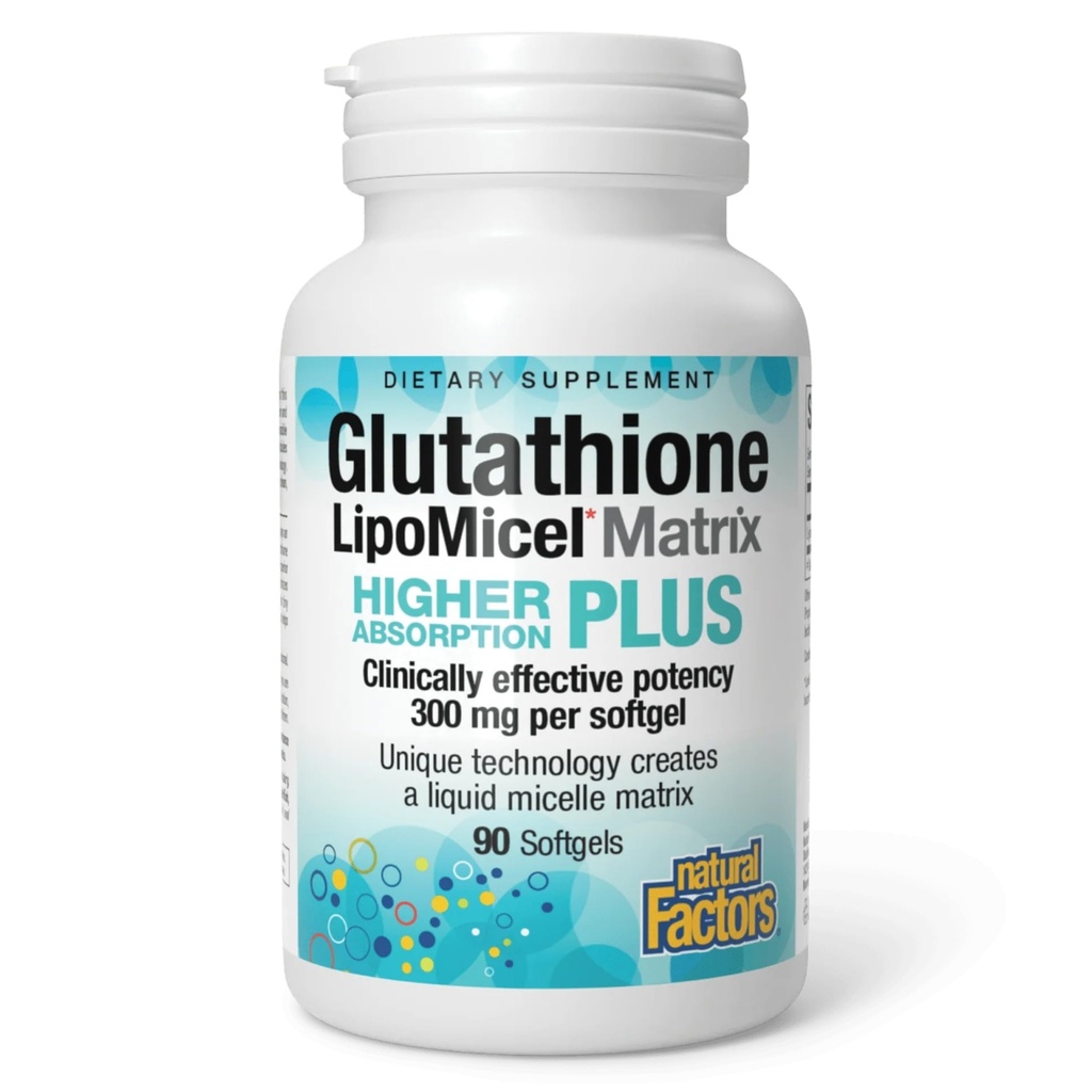 Natuurlijke factoren Glutathion LipoMicel Matrix, 300 mg, Biedt hogere absorptie en krachtige antioxidant ondersteuning, 90 Softgels