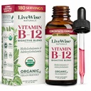 LiveWise Naturals B12 Vitamin Drops Non-GMO, Organic Bioactive Blend for Energy, Clarity, Focus, and Easy Absorptie, Adenosylcobalamine & Methylcobalamine Supplement, Vegan, Glutenvrij, Dairy-Free
