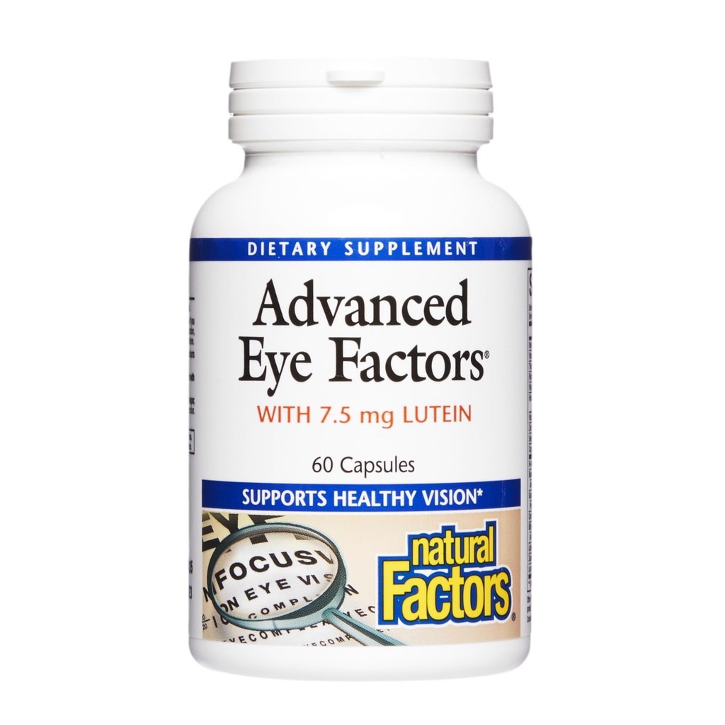 Natuurlijke factoren, geavanceerde oogfactoren, antioxidant ondersteuning voor gezond zicht met luteïne en zeaxanthine, 60 capsules