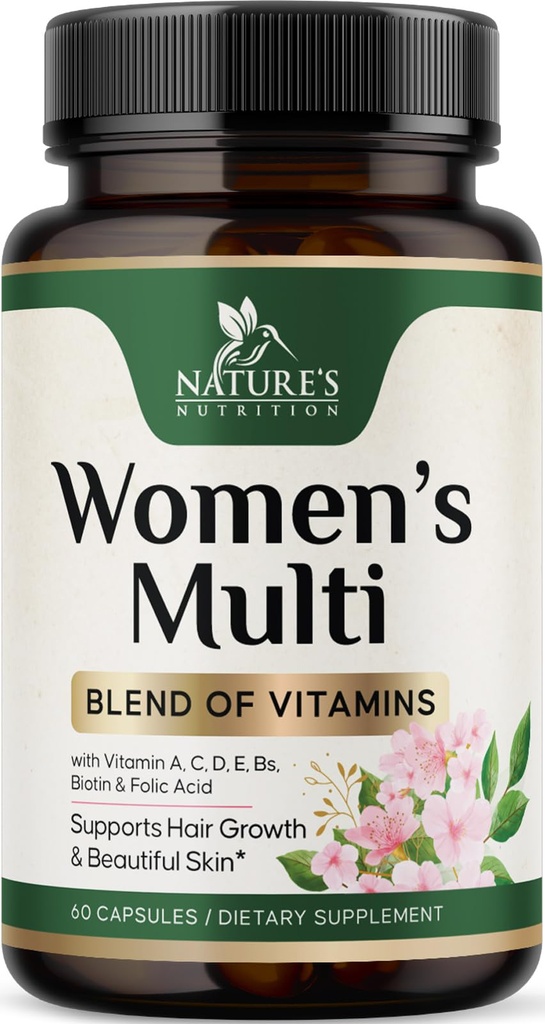 Multivitamine voor vrouwen - met vitamine A, C, D, E, B6, B12, zink, Calcium & Magnesium, Womens Daily Multi Vitamine Multimineral Supplement voor botgezondheid, energie & Immuunondersteuning - 60 capsules