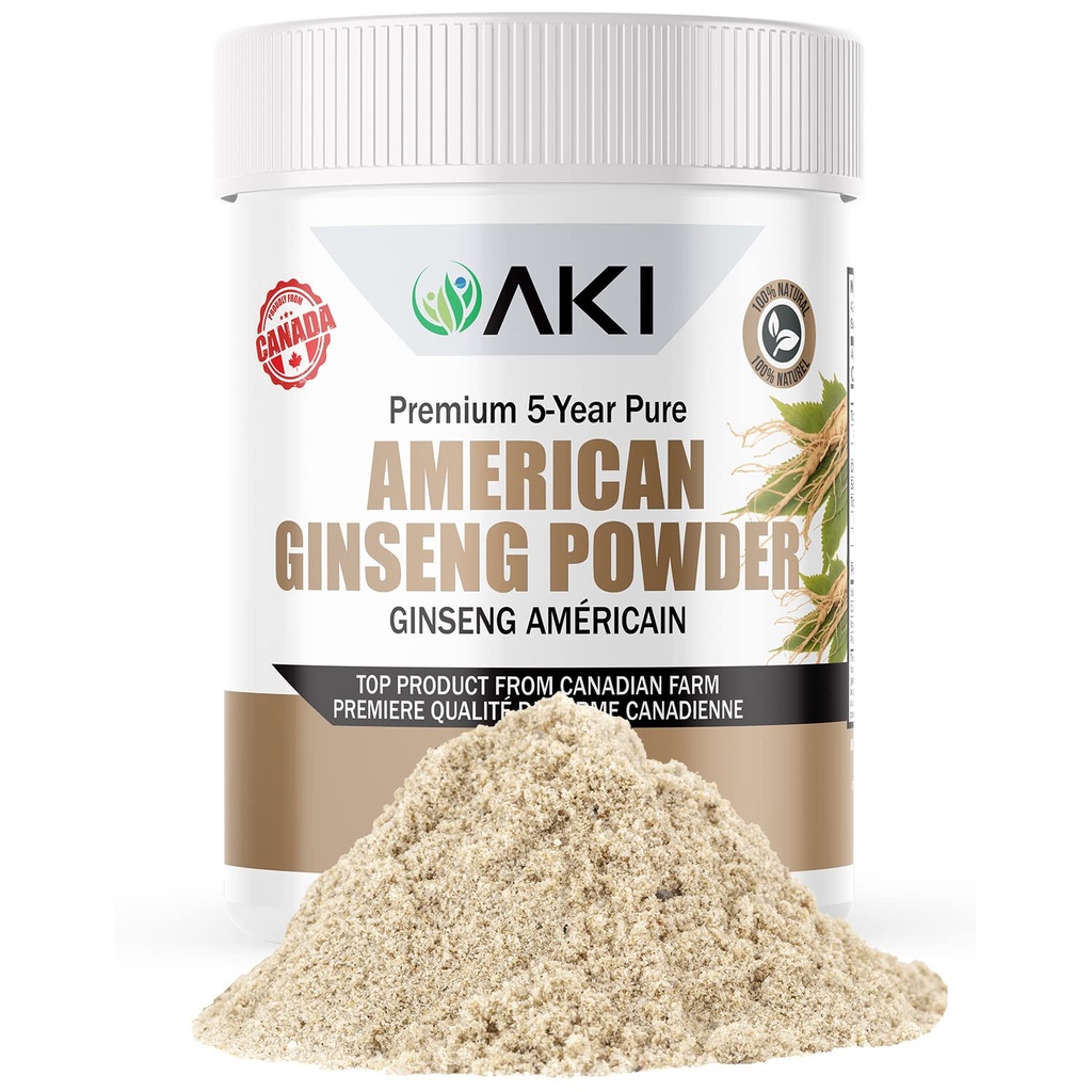 AKI American Ginseng Powder with 4% Ginsenosides - Ideaal voor koffie, dranken zoals smoothies - Verpakking van 1 (1.5oz/42,5 g)