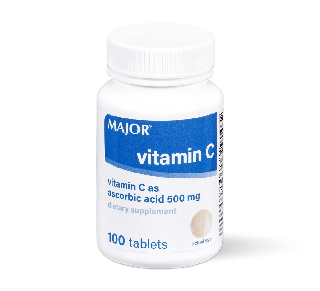MAJOR Vitamine C-500 mg Ascorbinezuur - Vitamine C Tablets - Dieetsupplement - 100 Tellen (1 Verpakking)