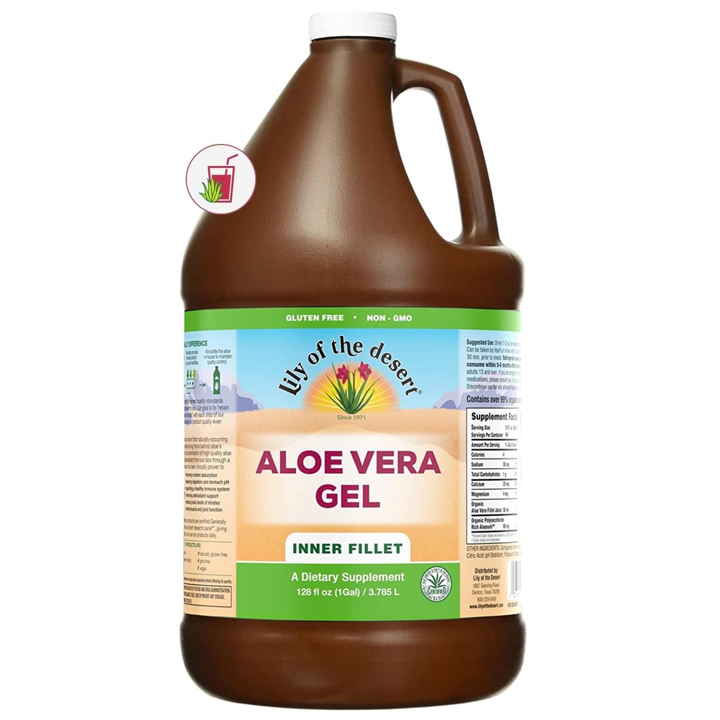 Lily of the Desert Aloë Vera Gel - Innerlijke Fillet Thicker Consistentie Aloë Vera Drink met natuurlijke vitamines, spijsverteringsenzymen voor Gut Health, Maagrelief, Wellness, Glowing Skin, 128 Fl Oz