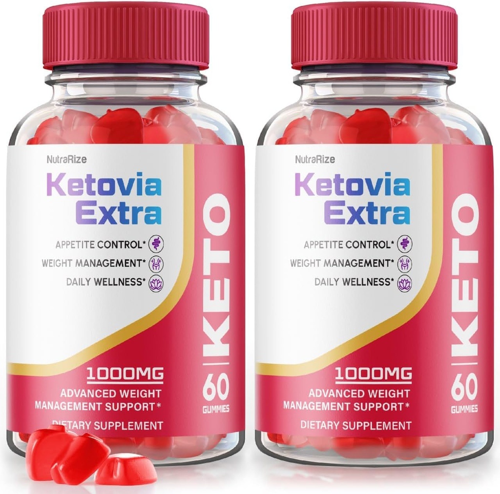 (2 Pack) Ketovia Extra Gummies - Ketovia Extra ACV Gummies, Ketovia ACV Gummies Geavanceerd gewichtsverlies, Maximum Strength Supplement, Ketovia Keto + ACV Gummy, Keto Via Extra Reviews (120 Gummies)