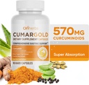 Cumargold 570mg Curcuminoïden Kurkuma Curcumin Supplement met Piperine, Licorice Root & Aloë Vera - High Potency Natural Wellness Capsules (90 Tel.)