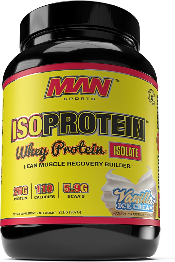MAN Sport ISO-protein 100% Pure Wei Protein Isolaatpoeder, Vanille Ice Cream, 2 Pond
