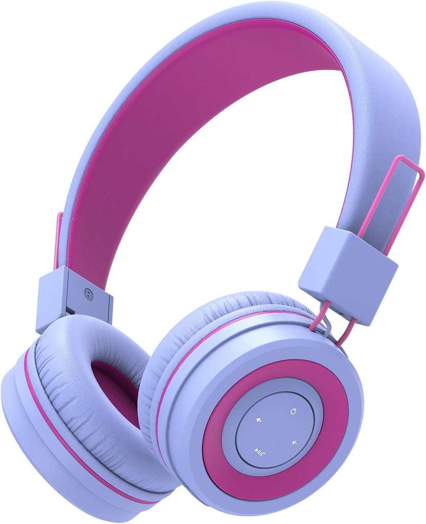iClever BTH02 Kids Bluetooth Headphones, 93H Playtime, Opvouwbare, verstelbare hoofdband, Bluetooth 5.4, Kids Draadloze hoofdtelefoon met microfoon voor IPad/Tablet/School/Travel, Paars