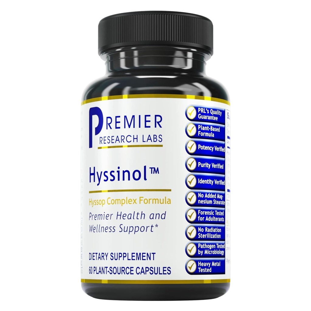 Premier Research Labs Hyssinol - Hyssop Herb, Hyssop Capsules, Wellness Pillen met Biologische Hyssop Dry Herb, Dieetsupplement met Groene Thee, Antioxidant Ondersteuning - 60 Vegetarische Capsules