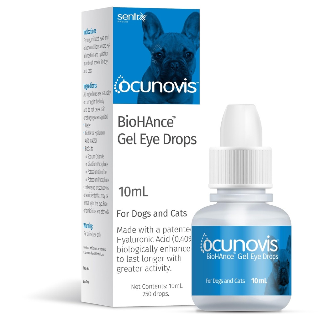 Sentrx Ocunovis Gel Eye Drops voor honden & katten, Eye Lube voor honden Allergie Relief Lubricant, Honden met droge ogen, kunstmatige tranen, 10 ml