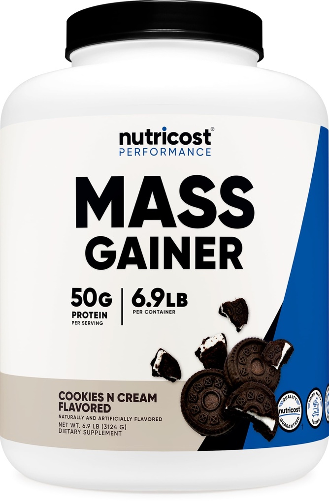Nutricost Mass Gainer Powder (Cookies N Cream) 6.9 LBS, GMO-Free | 50 Grams of Protein Per Serving