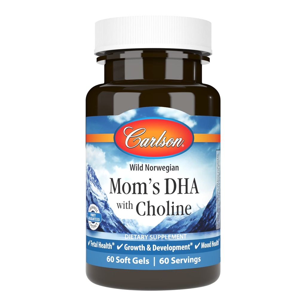Carlson - Mama's DHA met Choline, 3:1 DHA naar EPA verhouding gevonden in moedermelk, groei en ontwikkeling, 60 Softgels