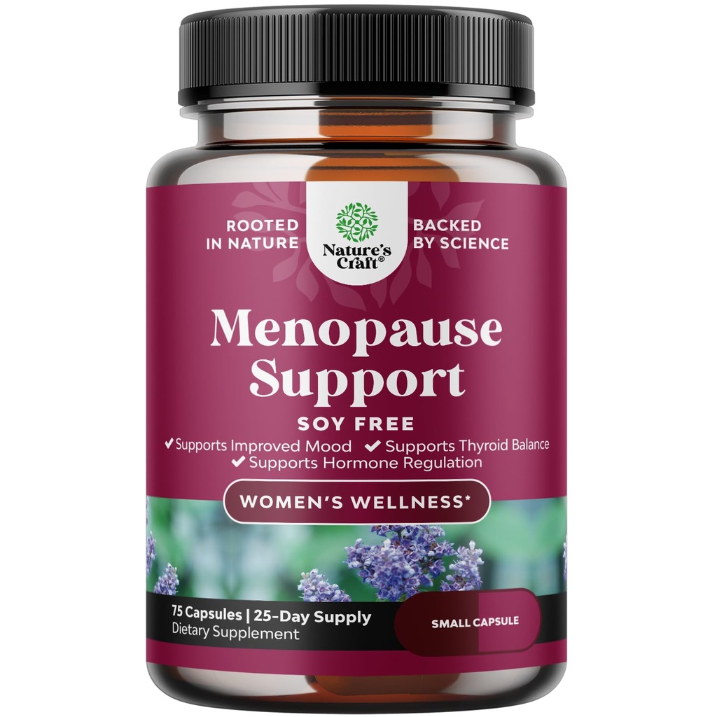 Complete Herbal Menopauze Supplement voor vrouwen - Sojavrije Vrouwelijke Hormone Balance Capsules voor Nacht Sweaters Hot Flashes & Mood Swings met Dong Quai, Chaste Berry & Black Cohosh Root - 75 Count Pack