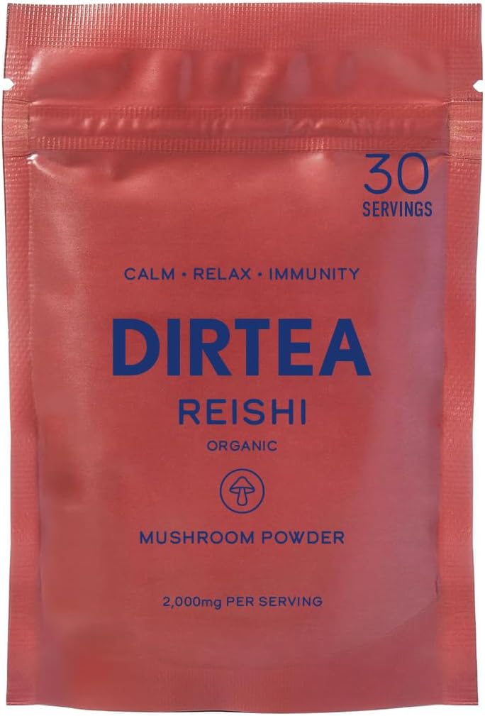 DIRTEA Reishi Mushroom Powder 2.000mg / Serveren van biologisch, Veganistisch en niet genetisch gemodificeerd materiaal Sleep Quality, Stress & Immunity Support