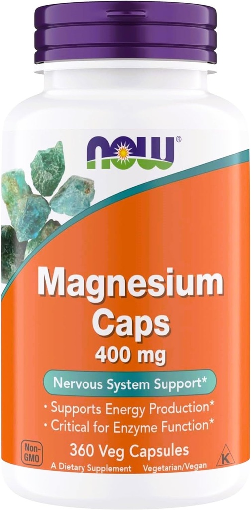 Nu Supplementen Magnesium 400mg - Enzyme Functie*, Zenuwstelsel Ondersteuning* - Magnesium Supplement voor mannen en vrouwen, 360 Veg Capsules, Kosher, Vegan, Glutenvrije Magnesium Supplementen