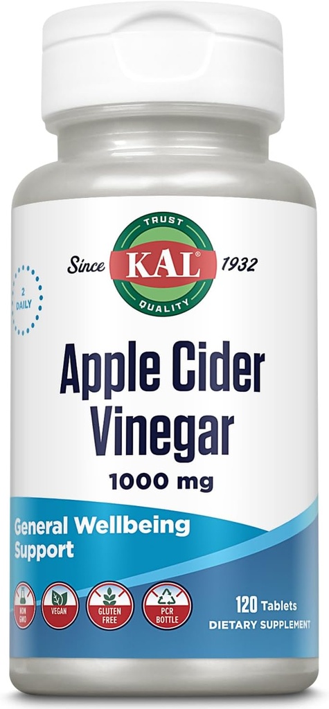 KAL Apple Cider Vinegar Capsules, 500 mg, 120 Tellen