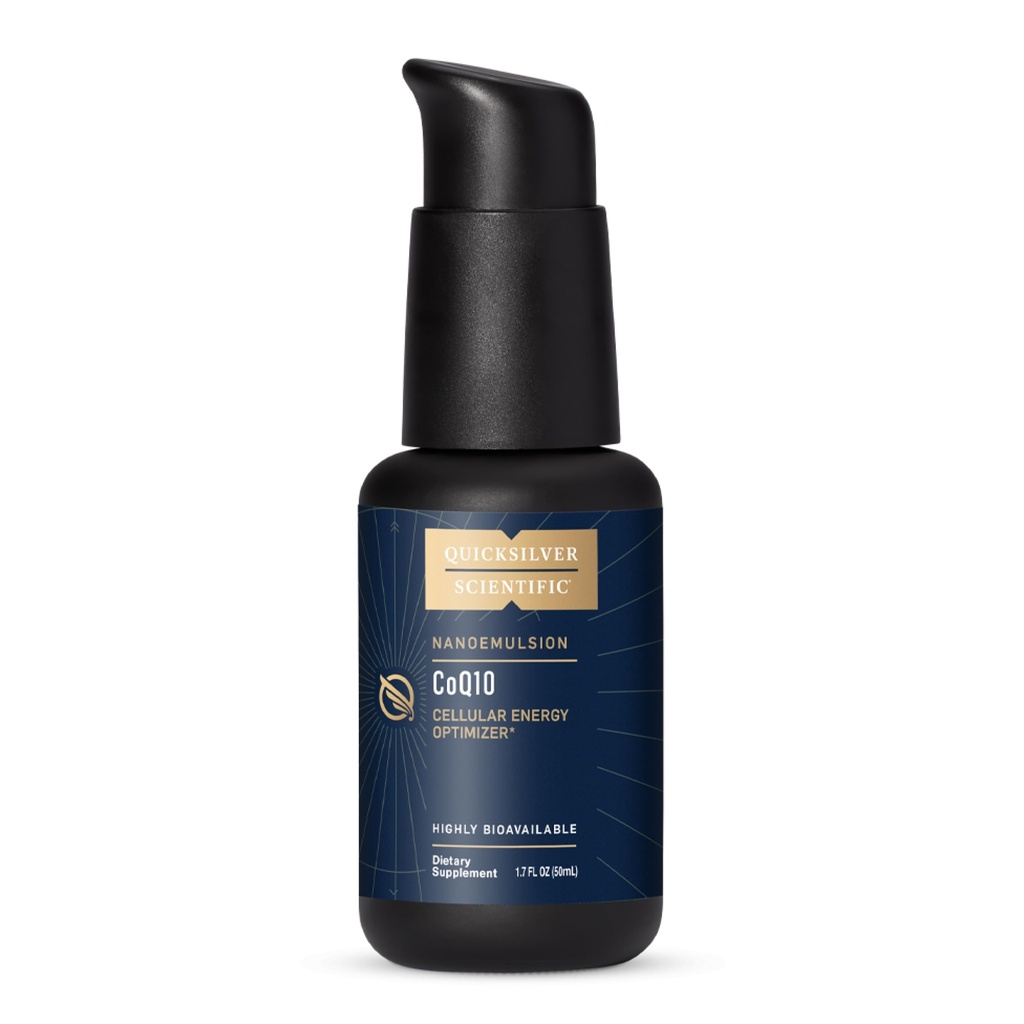 Quicksilver Scientific CoQ10 Nanoemulsion - Liposomal Coenzyme Q10 Cardiovasculair Support & Cellular Energy Supplement - Fast Absorbing Liquid CoQ10 (1.7oz / 50ml)