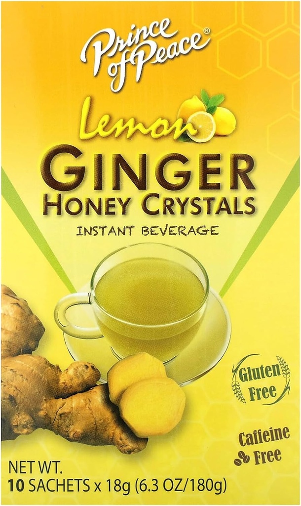 Prince of Peace Instant Natural Lemon Ginger honing kristallen, 10 sachets 