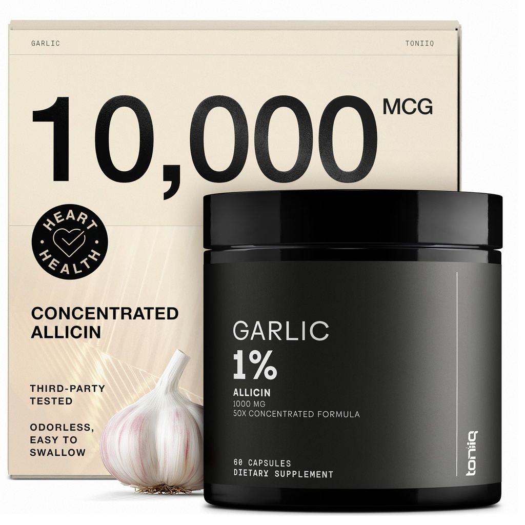 Knoflook Capsules met 10.000 mcg Allicine - Odorless - 50:1 Extract voor maximale potentie - Derde-partij lab Getest - 60 vegetarische capsules
