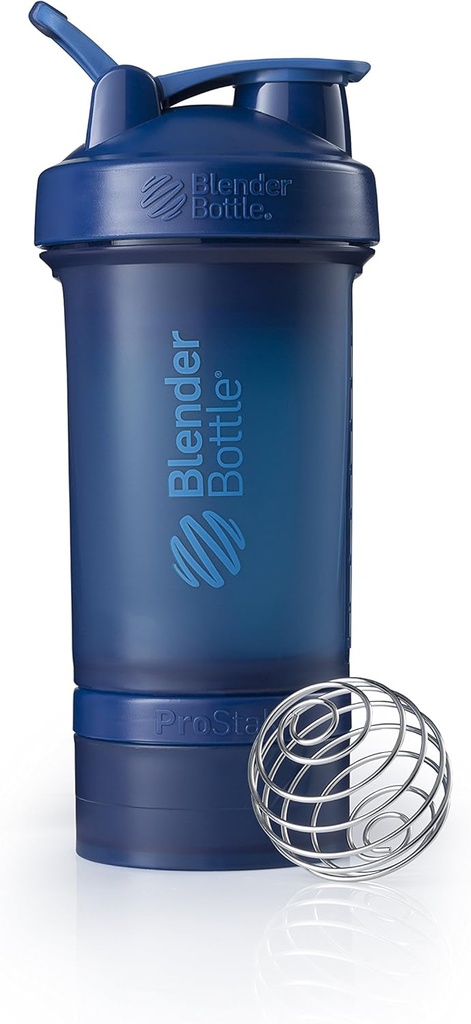 BlenderButtle Shaker Bottle met pil Organizer en opslag voor Proteïnepoeder ProStak System, 22-Ounce, Marine