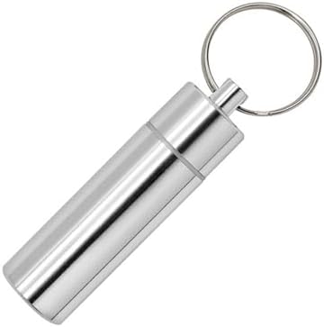 Draagbare pil Organisator Klein Reizen pil Box Keychain Mini Dagelijkse pil geval Container, Waterdichte metalen pil houder Medicine Fles voor supplementen, pillen, vitamines en medicatie (Medium)