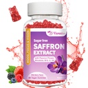 Saffraan Gummies, 10 in 1 Saffron Supplementen Gummies with Magnesium, Ashwagandha & Rhodiola Rosea, Sugar Free Vegan Mixed Berry Flavor - 60Cts