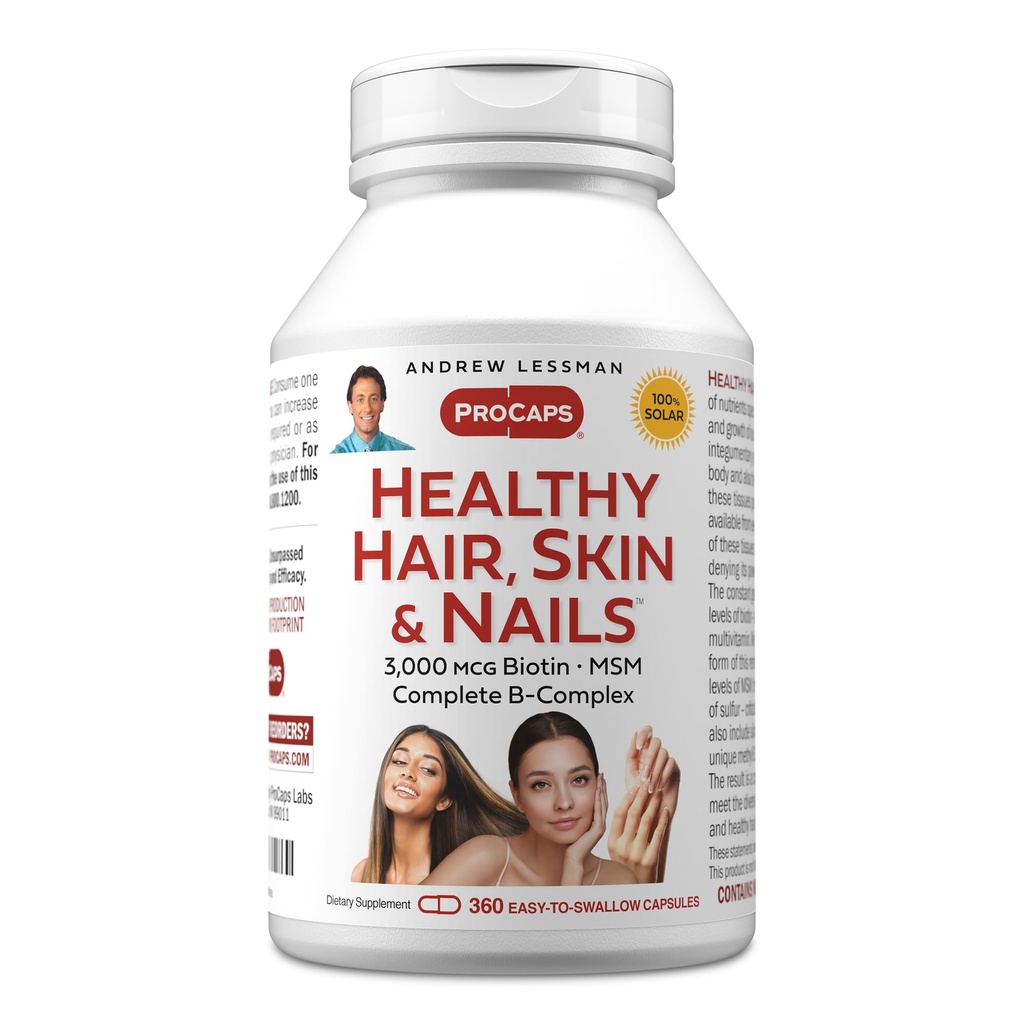 ANDREW LESSMAN Gezond haar, huid en nagels 360 Capsules - 5000 mcg Hoge bioactiviteit Biotine, B-complex. Promoot mooie huid, sterke nagels. Geen additieven Haargroei Vitaminen Biotine Supplement