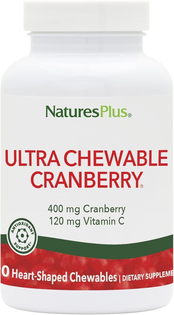 NaturesPlus Ultra Kauwbare Cranberry - 90 Liefde Bessen Tablets, Verpakking van 2 - Bevordert Urine Tract Gezondheid - Non-GMO, Glutenvrij - 90 Totaal porties