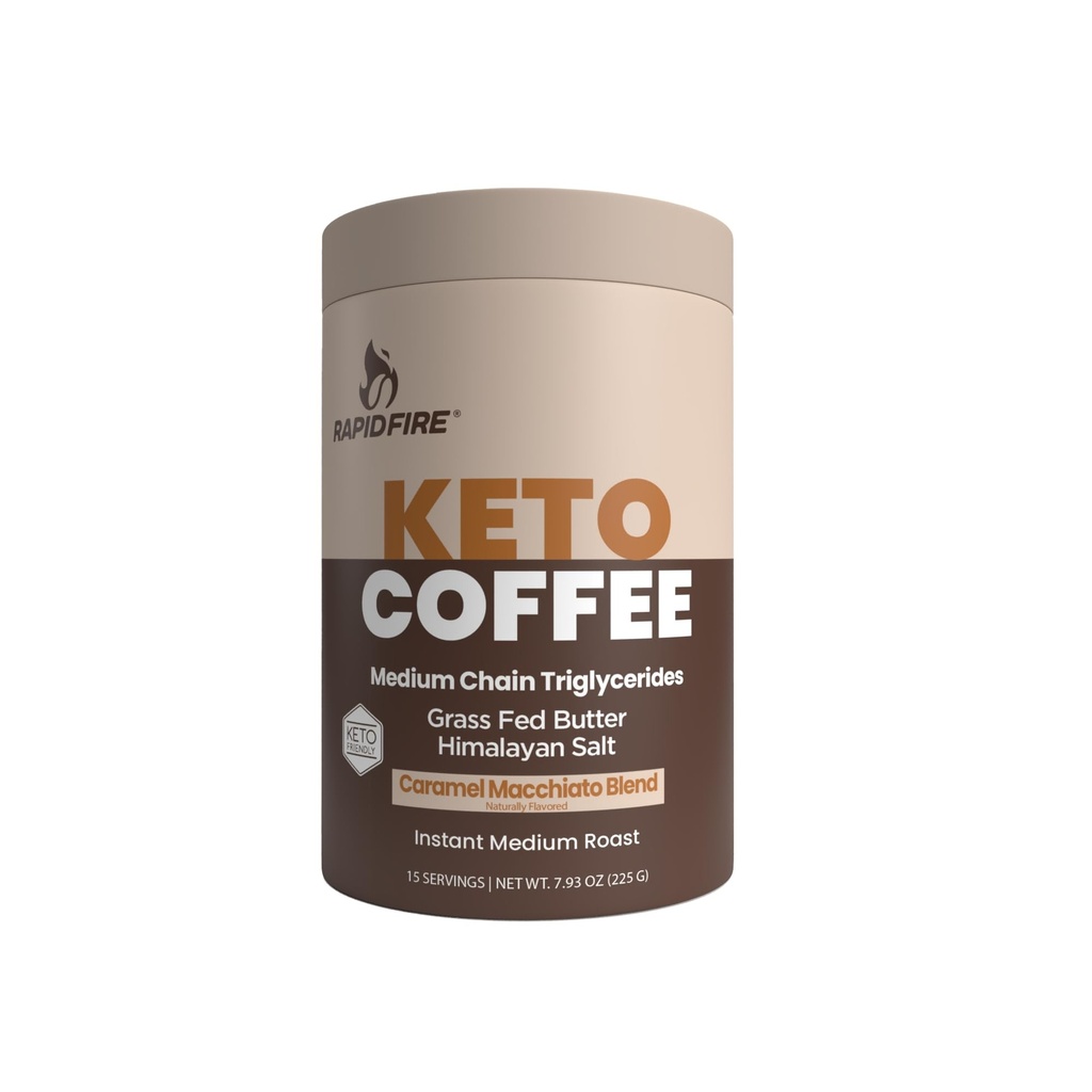 Rapidfire Keto Coffee Instant Coffee Mix, Caramel Macchiato smaak, 7,93 Ounce (255g), 15 porties