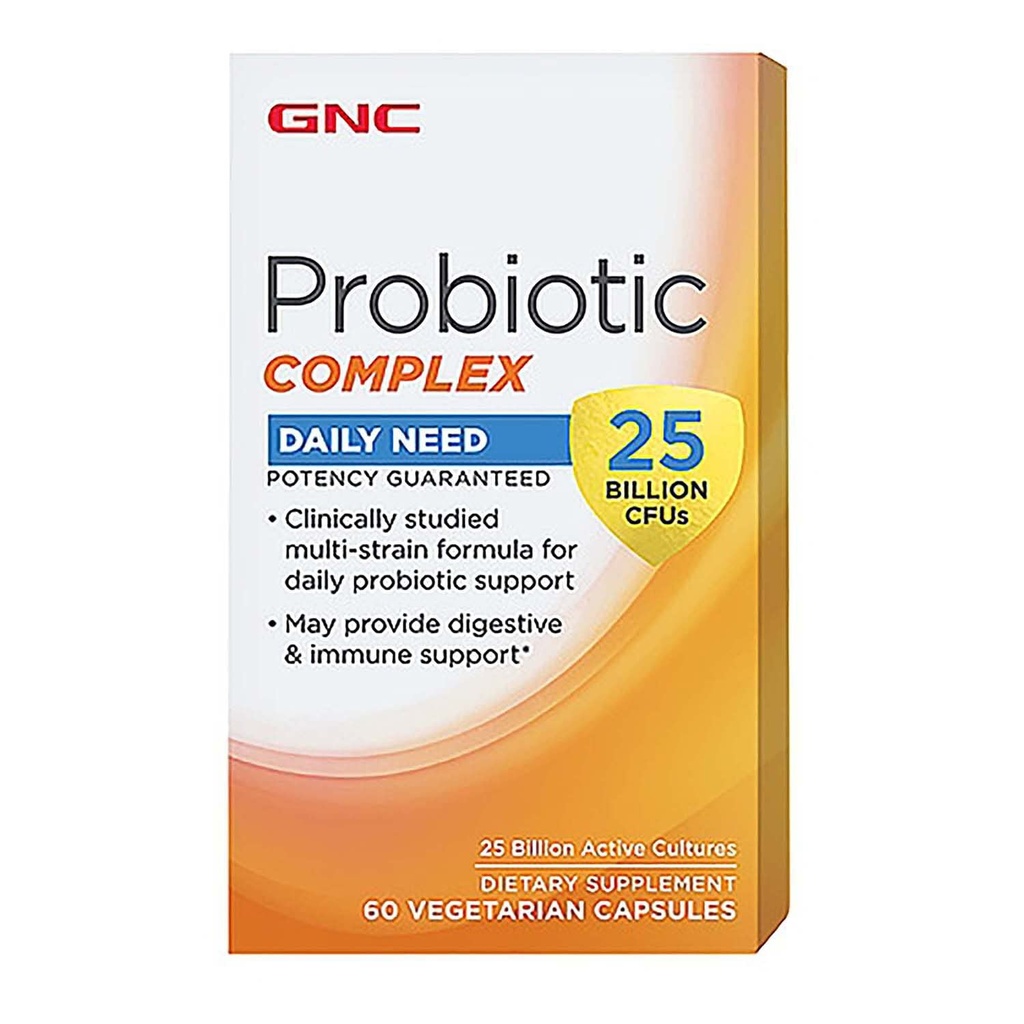 GNC Probiotic Complex met- 25 miljard CFUs, 60 capsules, Dagelijkse Probiotische Ondersteuning