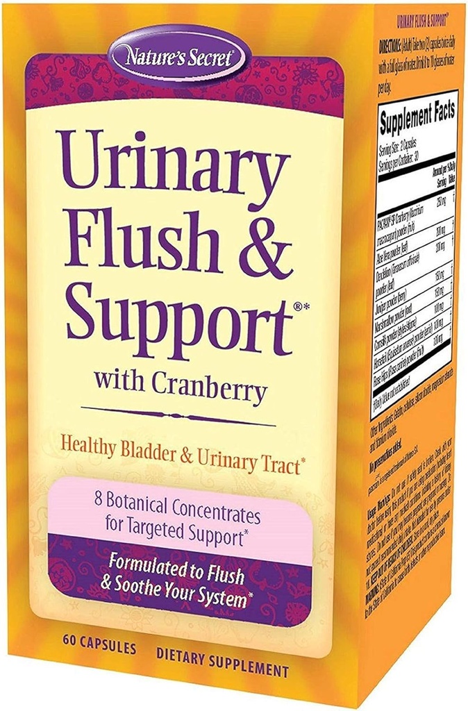 De Geheime Urinaire Flush & Support met Cranberry bevordert gezonde blaas en urinetrek - 8 Botanische Concentratie Blends to Flush & Soothe - Healthy Eliminatie & Detoxification - 60 Capsules