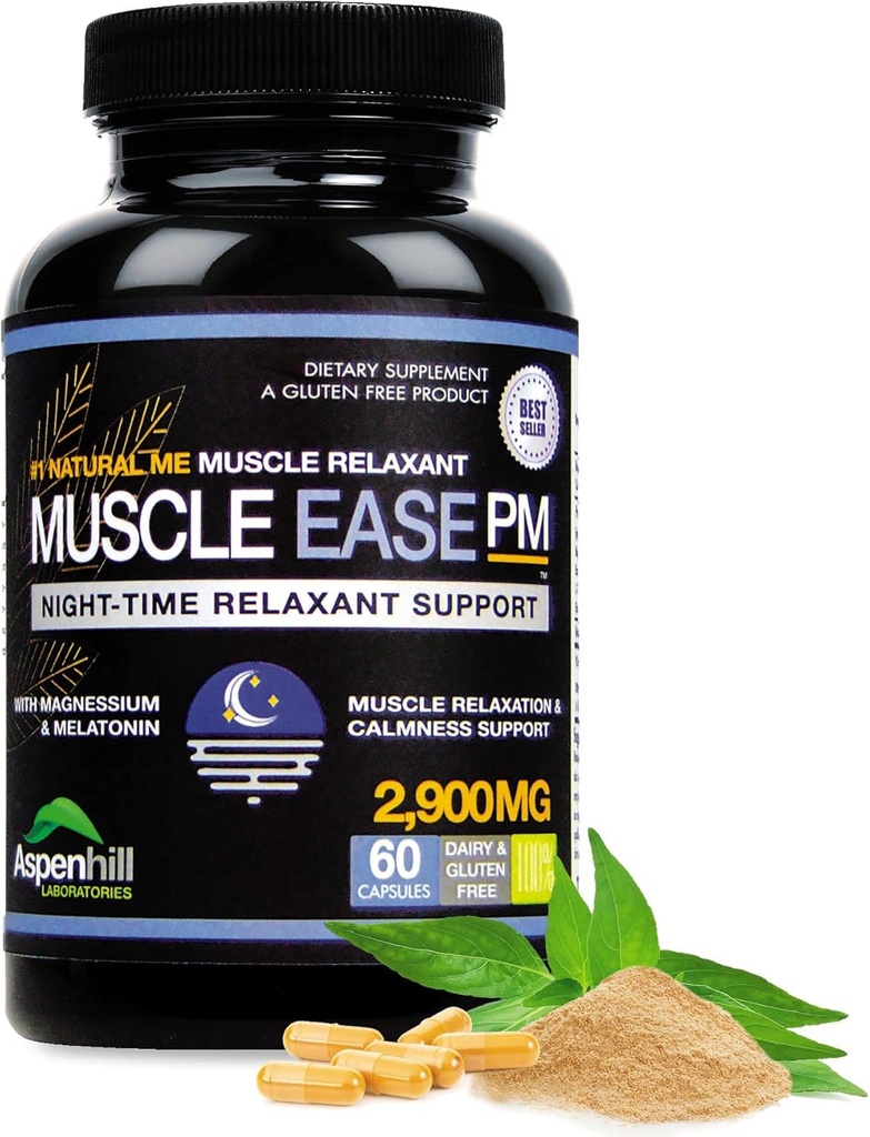 Night-Time Muscle Relax Muscle PM - 2.900mg Maximale sterkte Ontspannend met Magnesium Glycinate. Glutenvrij 
