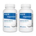 Major Magnesium 500mg - Magnesiumoxide tabletten - Dieetsupplement - 100 Tellen (2 Verpakkingen)
