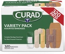 CURAD Assorted Bandages Bulk Variety Pack 320 Tel 5 Styles Inclusief Waterproof, Sheer, Plastic, Heavy Duty & Flex-Fabric First Aid Kit Essentials Beschermt Scrapes, Cuts & Burns