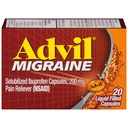 Advil Migraine Hoofdpijn Relief, Ibuprofen Capsules met Ibuprofen 200 mg voor Migraine Relief, Misselijkheid Relief en Lichte gevoeligheid Relief - 20 Liquid Filled Capsules