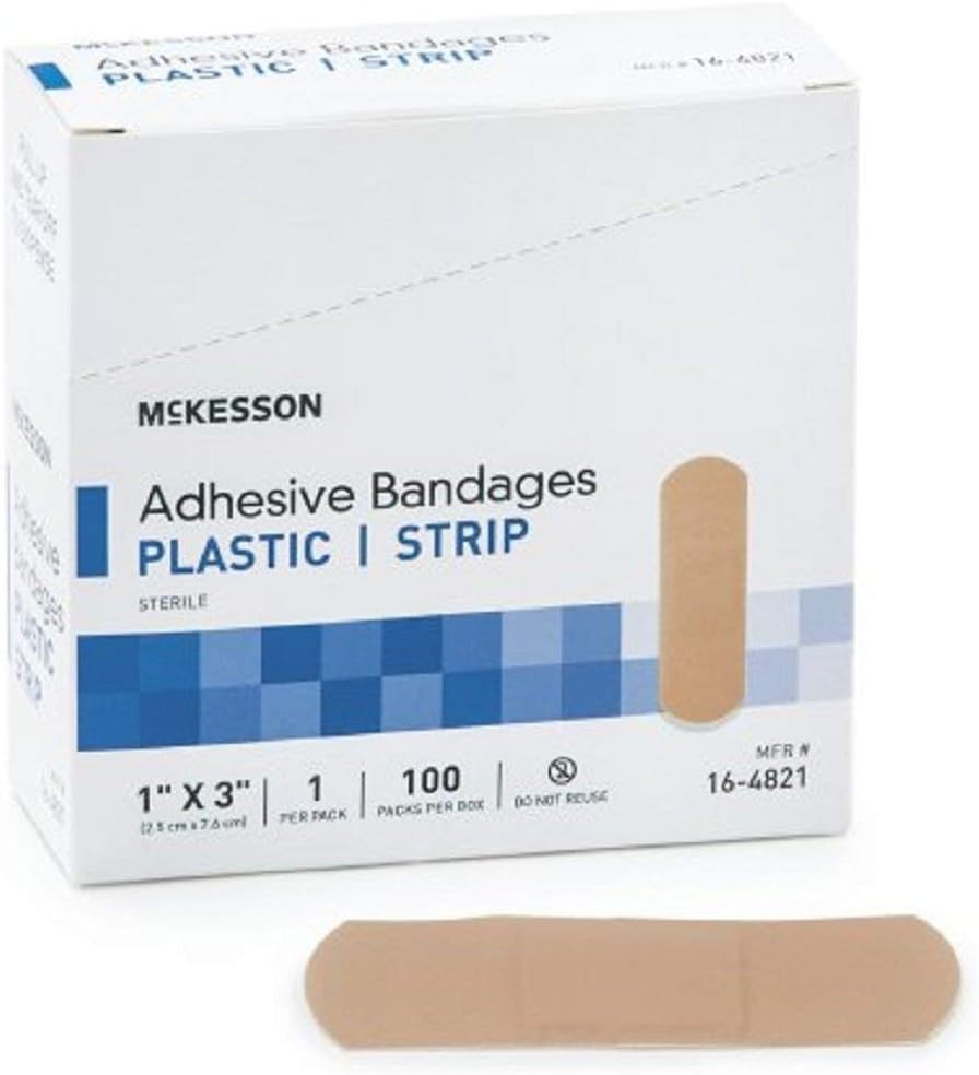McKesson - Kleefstrook McKesson 1 X 3 Inch Plastic Rechthoek Tan Sterile - 100/Box - McK