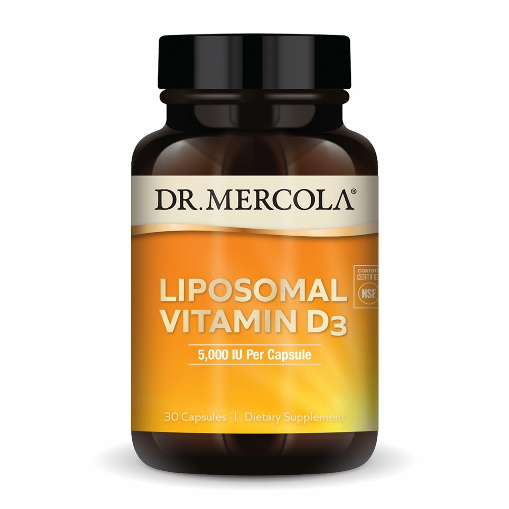 Dr. Mercola Liposomale Vitamine D3 - Ondersteunt Hart-, Bot- en Immuungezondheid - 5.000 IE per portie - Non-GMO, Sojavrij en Glutenvrij - 30 capsules (30 porties)