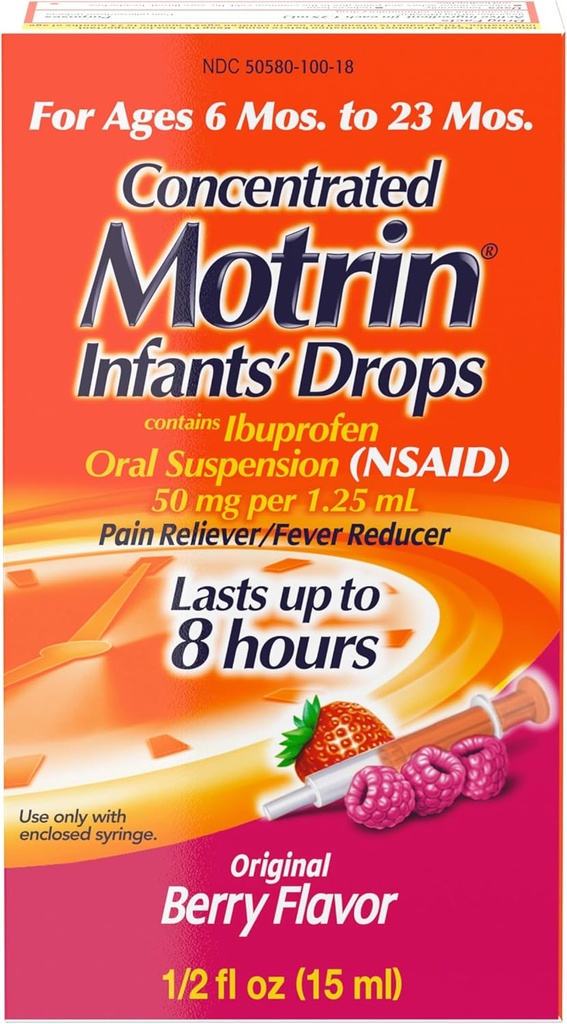 Motrin Concentrated Drops, Fever Reducer, Ibuprofen, Berry Flavored.5 Oz