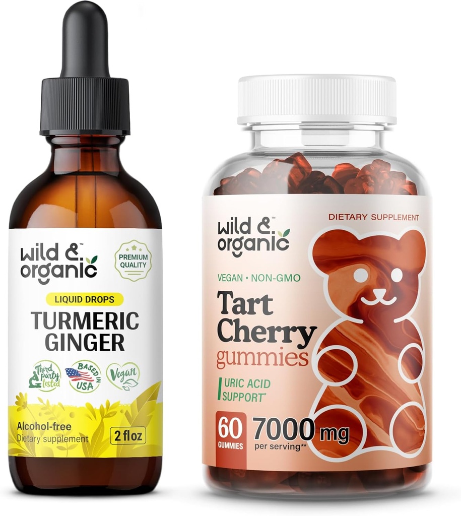 Wild & Organic Turmeric Gember Tinctuur 2 fl oz & Tart Cherry Gummies