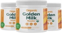 Organic Golden Milk Powder with Vitamins D3 & K2, Turmeric, Ginger, Curcumin, Cinnamon, KSM66 Ashwagandha, Holy Basil & Natural Prebiotics– Delicious Unsweetened Turmeric Tea Latte - 3 Pack