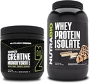 NutraBio Creatine Monohydraat, Unflavored, 150g en Wei Proteine Isolaat, Chocolade Pindakaas, Supplement Bundle - Spierenergie, Lean Spiergroei, Herstel, en kracht