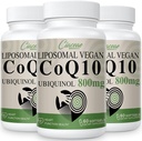 Liposomaal CoQ10 800mg Ubichinol Softgel, Max Absorptie Ubichinol Co-enzym Q10, Ubichinol CoQ10 Supplement voor Antioxidant, Hartfunctie en Energieproductie, Pure CoQ10 800mg, 180 Vegan Softgels
