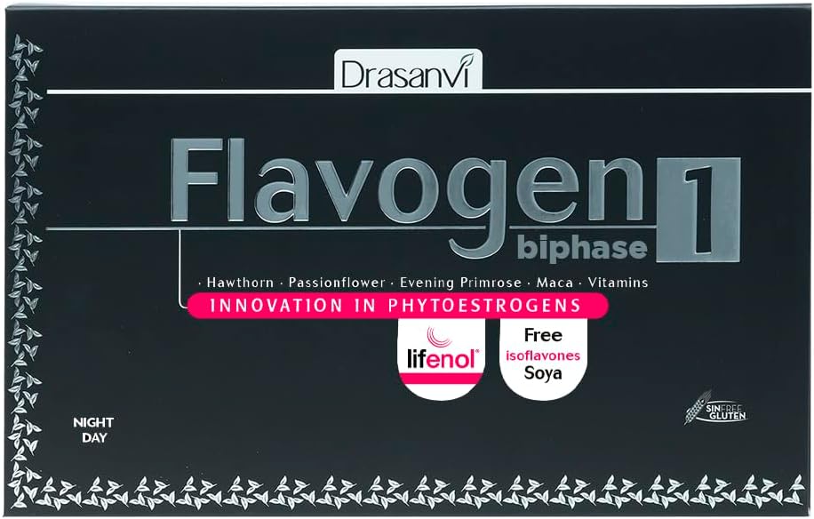 Drasanvi Flavogen Biphase 30 tabletten Dag van 580mg en 30 tabletten Nacht van 580mg - Gezondheidszorg - Vitaminen - Voedingssupplementen - Dag - Nacht - vermoeidheid - Maca - Vitaminen B6, A en D.