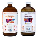 LIQUIDHEALTH Mega Energy B-complex & Calcium en Magnesium Liquid Vitamin Bundle voor volwassenen - Verhoog Natural Energy Level, Support Bone & Joint Health, Boost Immune System - Vegan, Non-GMO, USA Made