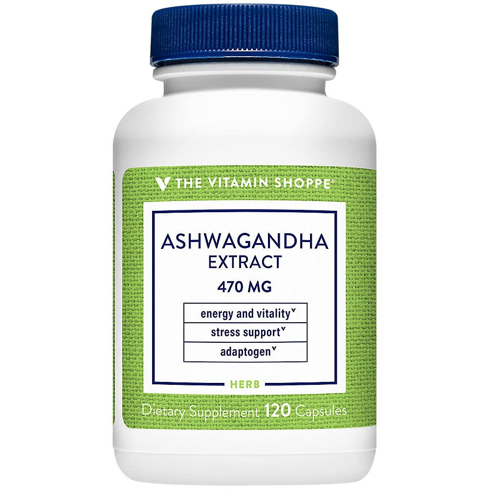 De vitamine Shoppe Ashwagandha Extract 470MG - Kruidensupplement dat energie en vitaliteit biedt, helpt bij stressmanagement (120 capsules)
