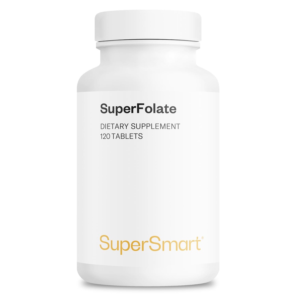 Supersmart SuperFolaat 400mcg / 4g per dag (gepatenteerd en biologisch beschikbaar) - Quatrefolisch 5-MTHF-supplement - Actieve Folate Vitamin B9