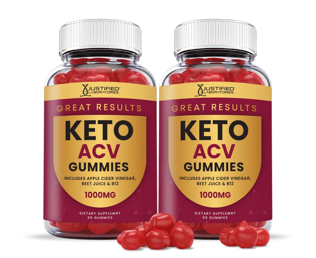Justified Laboratories (2 Pack Great Results Keto ACV Gummies 1000MG met Granaatappelsap Beetwortel B12 120 Gummys