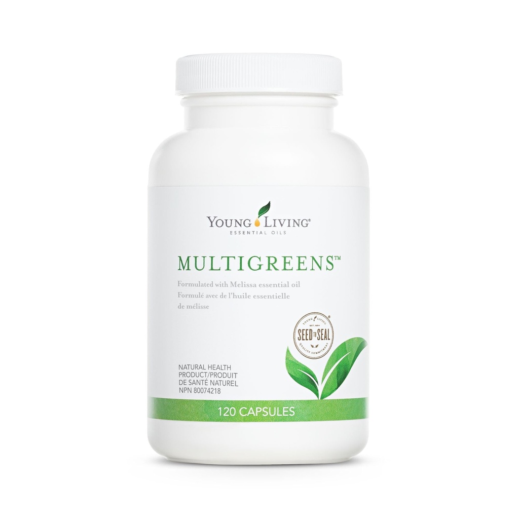 Young Living MultiGreens Capsules - 120 kt Essentiële Oliën - Boost Vitality & Support Glandular, Nerveus, Circulatory Systems - Herbal Supplement with Revitalising Oils