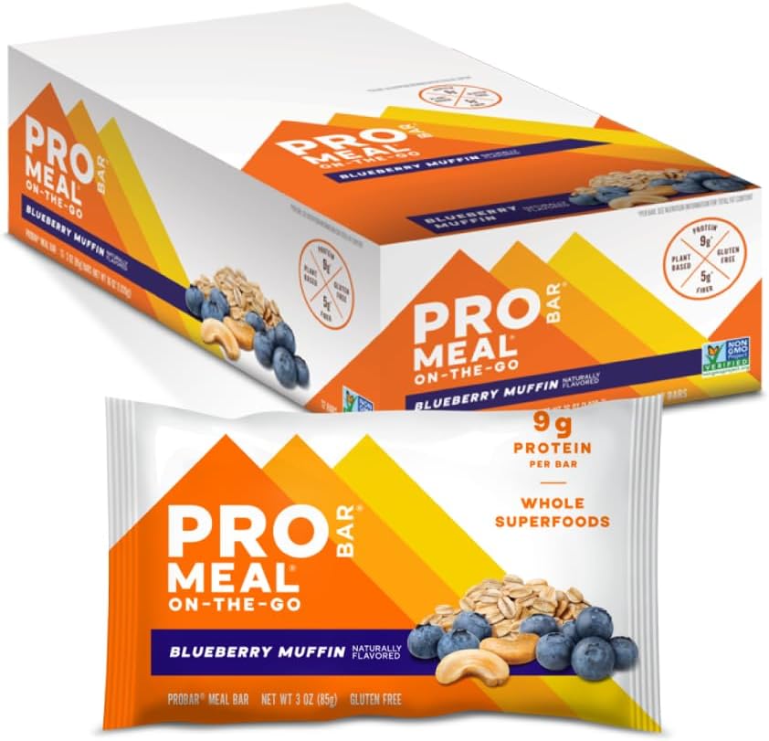 PROBAR - MEAL Bar, Blueberry Muffin, Non-GMO, Glutenvrije, gezonde, plantaardige basis, Whole-food Ingredients, Natural Energy (12 Tel.)